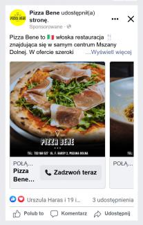 Kampania reklamowa na FB dla pizzerii